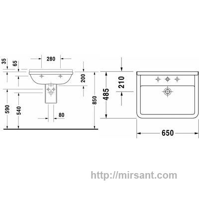 Умывальник Duravit Starck 3 030065 65 см.