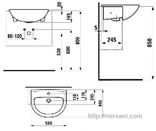 Раковина Laufen Pro 1295.1 56 см.