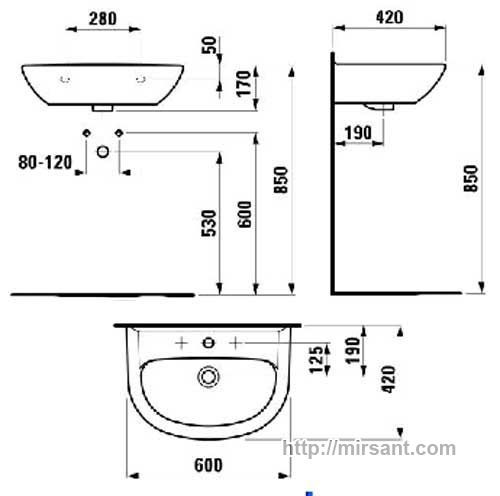 Раковина Laufen Pro 1495.2  60 см.