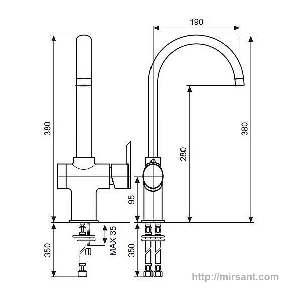 Смеситель кухонный Emmevi Elly CR41007 хром.