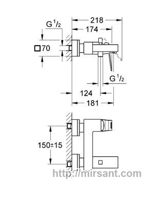 смеситель для ванны Grohe Eurocube 23140000 хром.