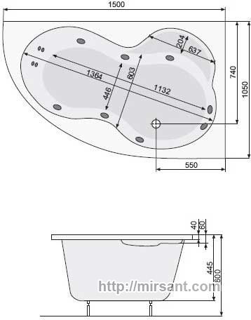 Ванна акриловая Pool Spa Mistrel 150*105 R