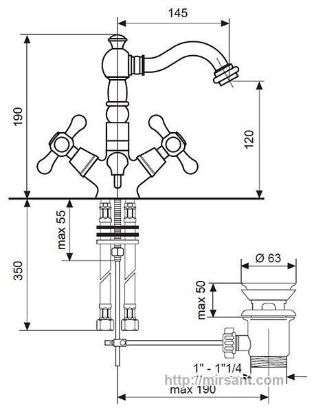 Смеситель на умывальник Emmevi Deco Old BR12615 бронз.