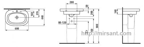 Раковина Laufen Mimo 1155.3 60 см.