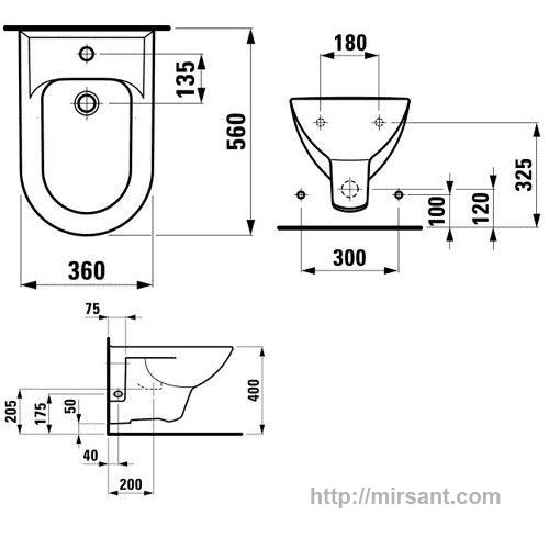 Биде Laufen Pro 3095.1 подвесное