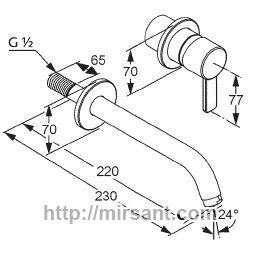 Смеситель для раковины, настенный, на 2 отверстия Kludi ZENTA 382450575  хром.