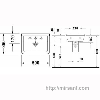 Раковина  Duravit Starck 3 030050 50 см.