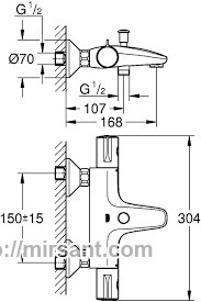 Смеситель на ванну термостат Grohe 34567