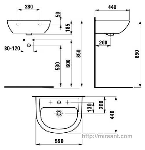 Раковина Laufen Pro 1095.1 55 см.
