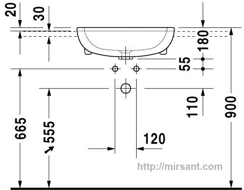 Умывальник  Duravit D-Code 0339550002 55 см.