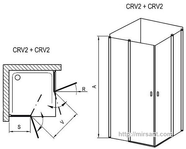 Душевая Ravak Chrome 1QVG0C00Z1+1QVG0C00Z1 120*120