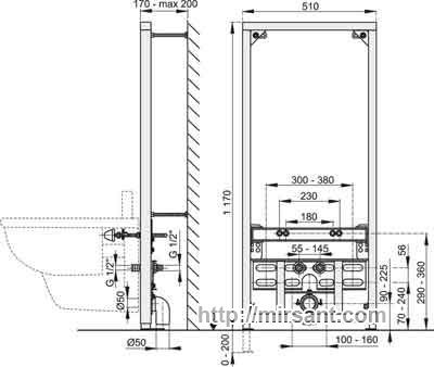 Инсталляция для биде Alca Plast A105/1200