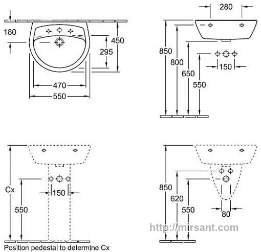 Умывальник  Villeroy & Boch Omnia Pro 61595501 55 см.