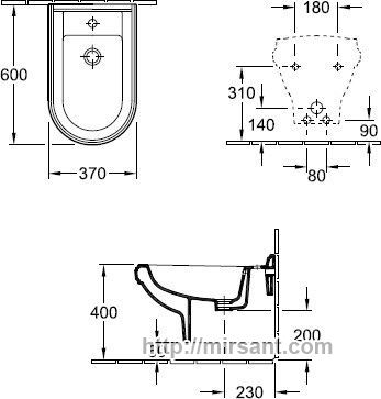 Биде Villeroy & Boch Hommage 7441B0R1 подвесное