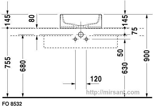 Умывальник  Duravit Starck 1 0445460000 46 см.