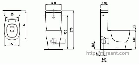 Унитаз компакт Laufen Mimo 2355.6 напольный