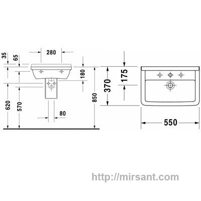 Умывальник Duravit Starck 3 030155 55 см.