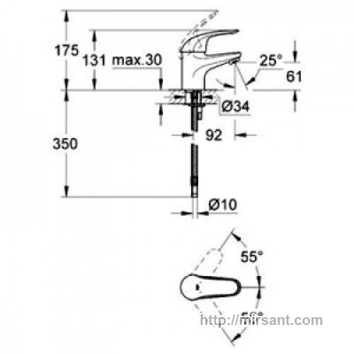 Смеситель для раковины grohe Euroeco 32734000 хром.