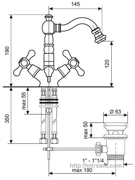 Смеситель на биде Emmevi Deco Old BR12614 P бронз.