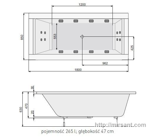 Ванна акриловая Pool Spa Windsor 180*85 с ножками