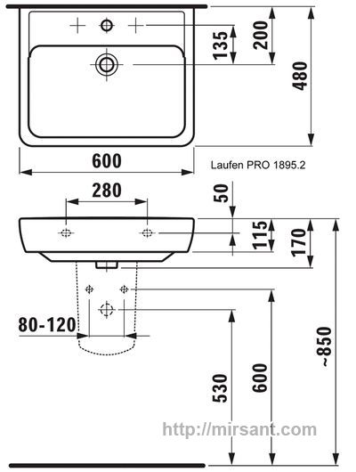 Раковина Laufen Pro 1895.2 60 см.