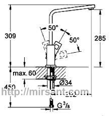 Смеситель для кухни grohe Eurocube 31255000 хром.