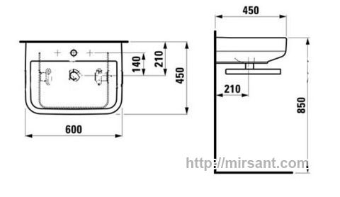 Умывальник Laufen Form 1067.3 60 см.