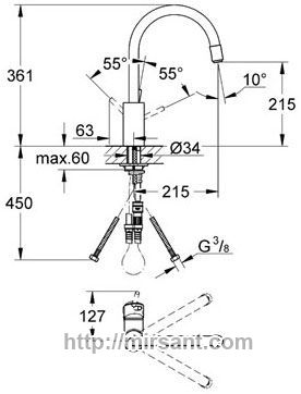 Смеситель для кухни с выдвежным носом Grohe Concetto 32663003 хром
