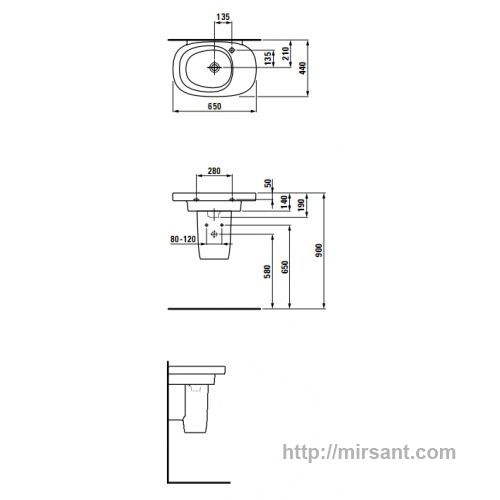 Умывальник Laufen Mimo 1255.2 65 см.