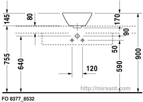 Умывальник Duravit Starck 1 0408330000 33 см.