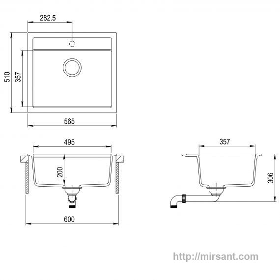 Кухонная мойка Quadro  SQQ100W