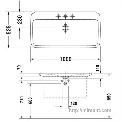 Умывальник Duravit PuraVida 0371100000 100 см.