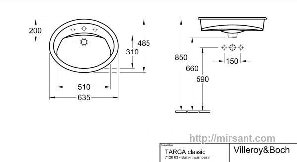 Раковина Villeroy & Boch Omnia Classic 71266301 64 см.