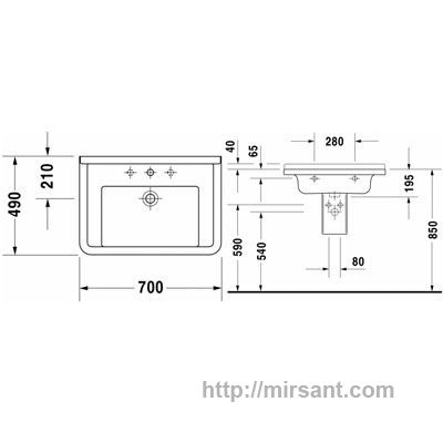 Умывальник Duravit Starck 3 030470 70 см.