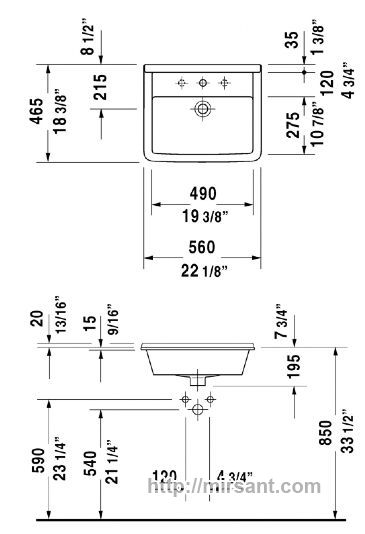 Раковина Duravit Starck 3 030256 56 см.