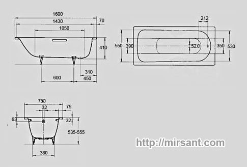 Ванна стальная Kaldewei Saniform Plus 160x75 (3.5 мм)