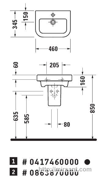 Раковина Duravit Happy D. 0417460000 46 см.