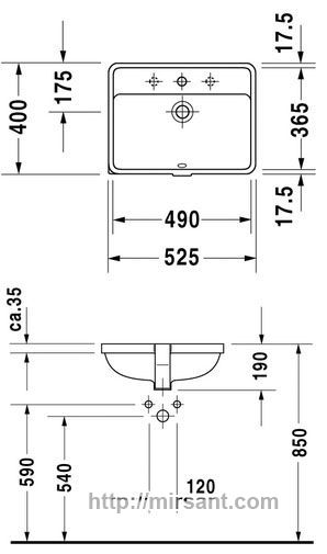 Умывальник Duravit Starck 3 030249 49 см.