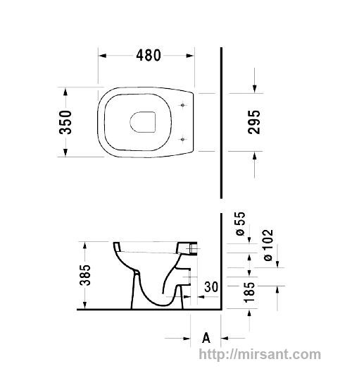 Унитаз Duravit D-Code 210809 приставной