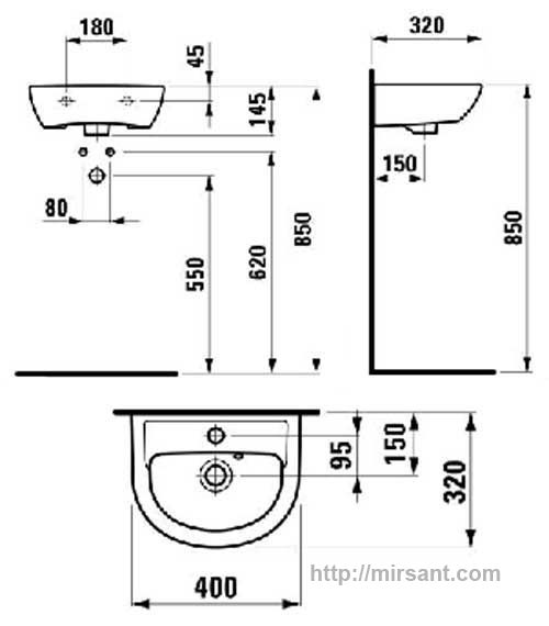 Раковина Laufen Pro 1595.1 40 см.