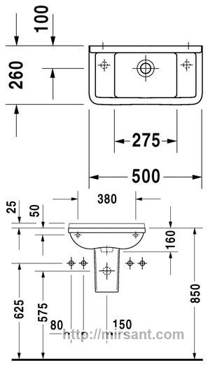 Умывальник Duravit Starck 3 075150 50 см.