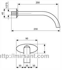 Смеситель для раковины настенный Emmevi Elly CR41055  хром.