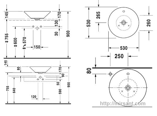 Раковина Duravit Starck 1 0408530000 53 см.