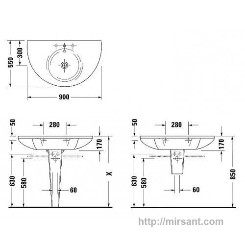 Раковина Duravit Starck 1 0405900000 90 см.