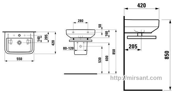 Раковина Laufen Form 1067.2 55 см.