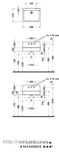 Умывальник Duravit Vero 0453600000 60 см.