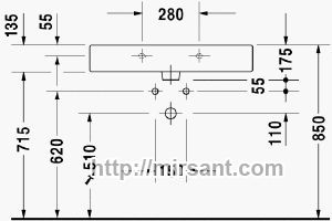 Раковина Duravit Vero 0454800030 80 см.