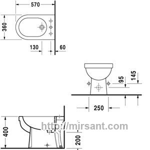 Биде Duravit Happy D. 0257100000 напольное