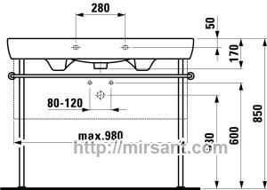 Раковина Laufen Pro 1395.8.108 105 см. ( 3 отверстия)