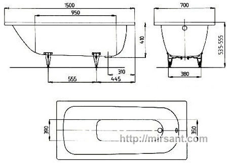 Ванна стальная Kaldewei Saniform Plus 150x70 (3.5 мм)